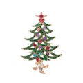 Elegant Christmas Tree Alloy Enamel Rhinestone Brooch, Festive Holiday Lapel Pin Corsage Gift