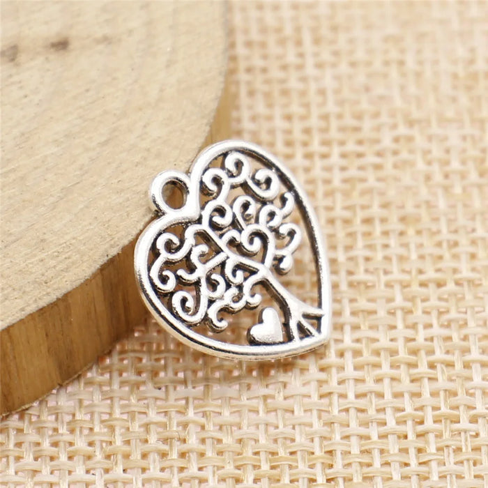 17x18mm 1.1g Multicolor Zinc Alloy Heart Tree charm pendant for DIY necklace bracelet making