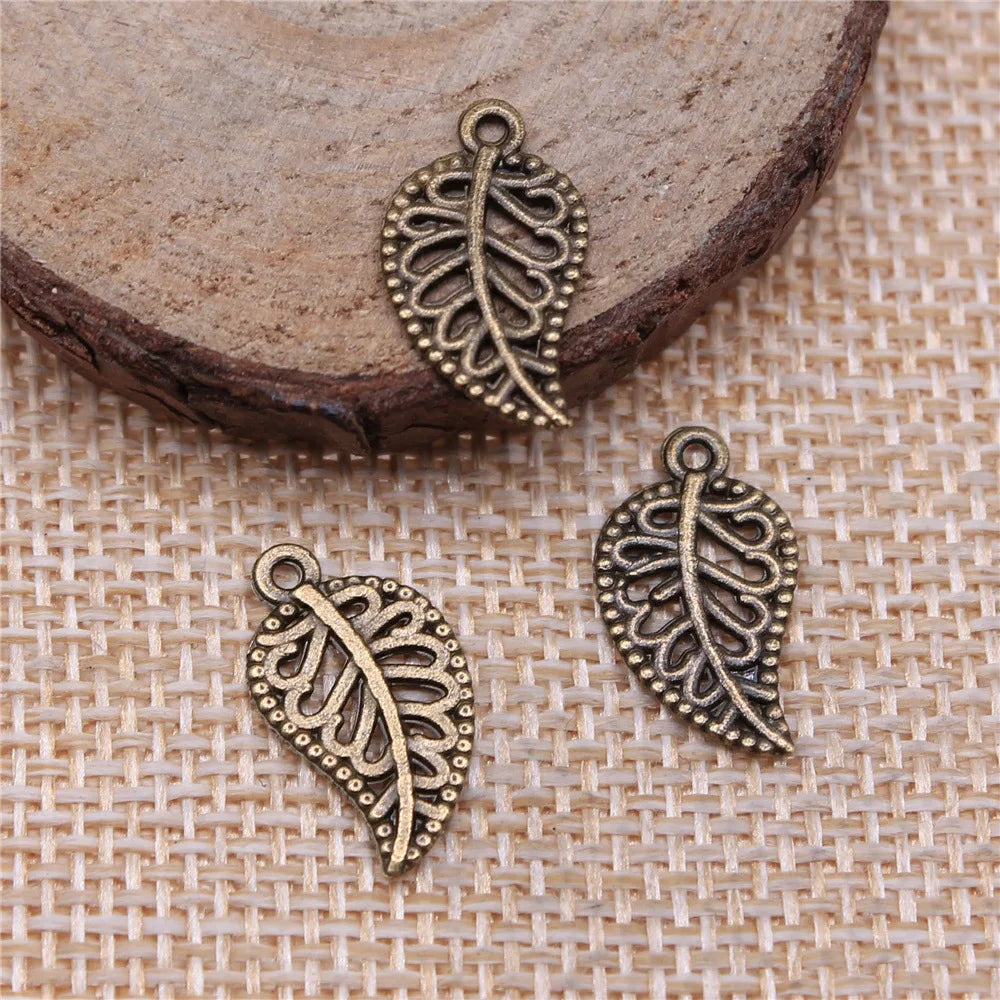 18x10mm 0.6g Multicolor Zinc Alloy Leaf Charm Pendant for Bracelet Necklace DIY Jewelry Making