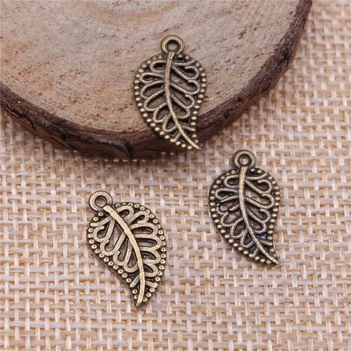 18x10mm 0.6g Multicolor Zinc Alloy Leaf Charm Pendant for Bracelet Necklace DIY Jewelry Making