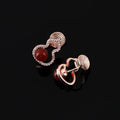 Luxury Red Agate Gourd Shape Zircon Alloy Stud & Clip On No Piercing Women's Earrings