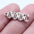 9x25mm 1.2g Antique Silver Zinc Alloy DNA Charm Pendant for DIY Science Theme Jewelry Making