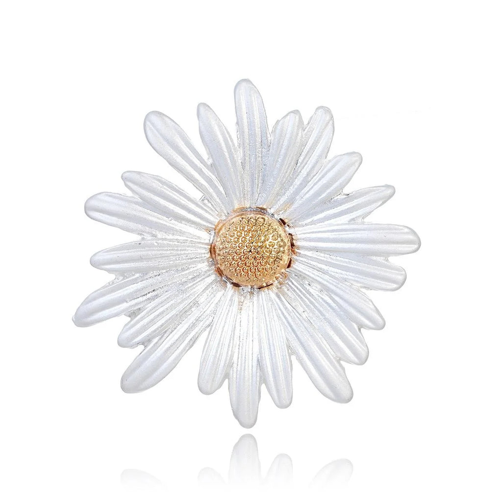 Elegant White Daisy Flower Alloy Rhinestone Brooch, Fresh Sweet Lapel Pin Corsage Suit Accessory Gift