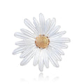 Elegant White Daisy Flower Alloy Rhinestone Brooch, Fresh Sweet Lapel Pin Corsage Suit Accessory Gift