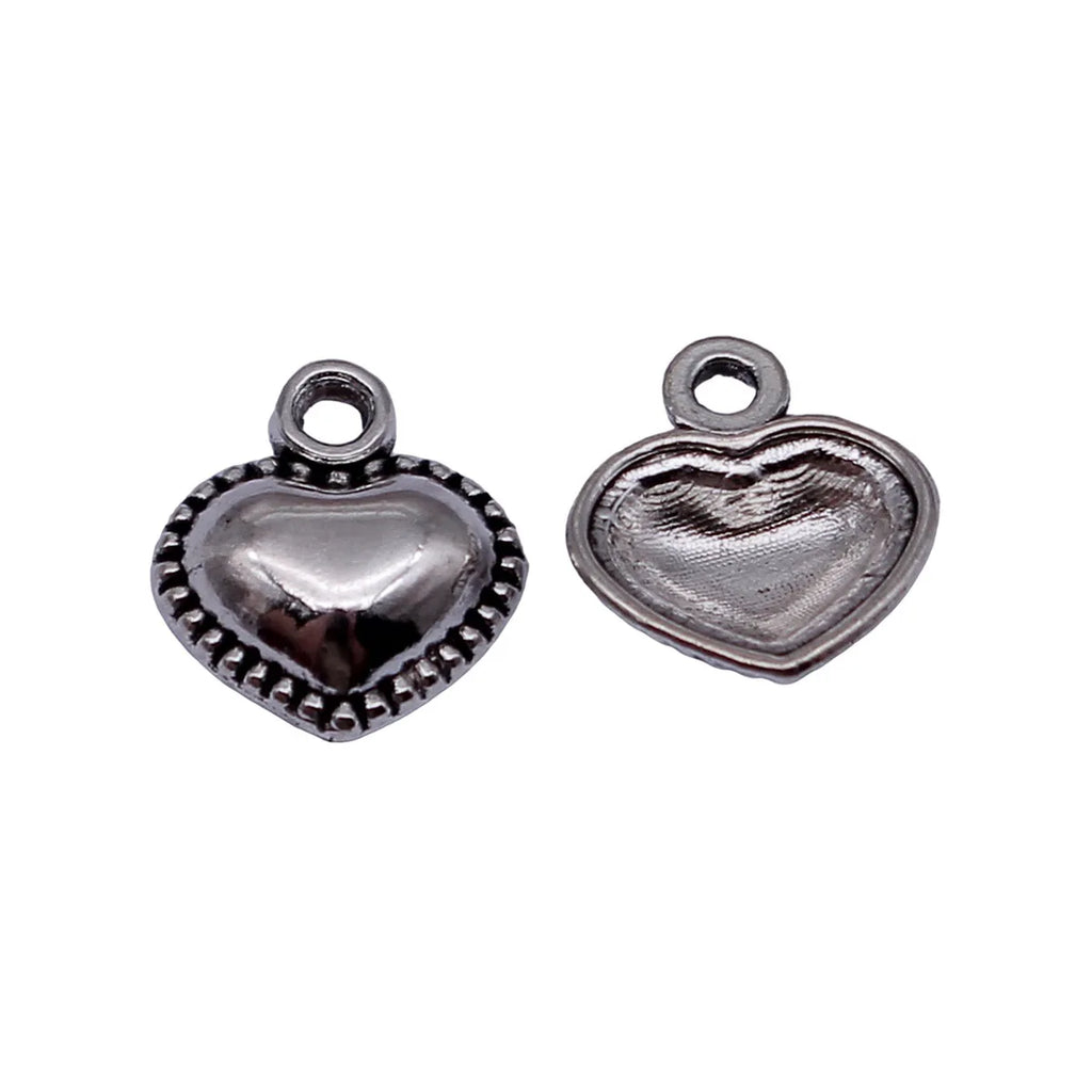 13x11mm 0.59g Antique Silver Zinc Alloy Heart Charm Pendant for DIY Bracelet Necklace Making