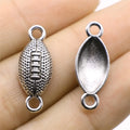 10x25mm 1.3g Antique Silver Zinc Alloy Football Connector Charm for DIY Bracelet Necklace Making