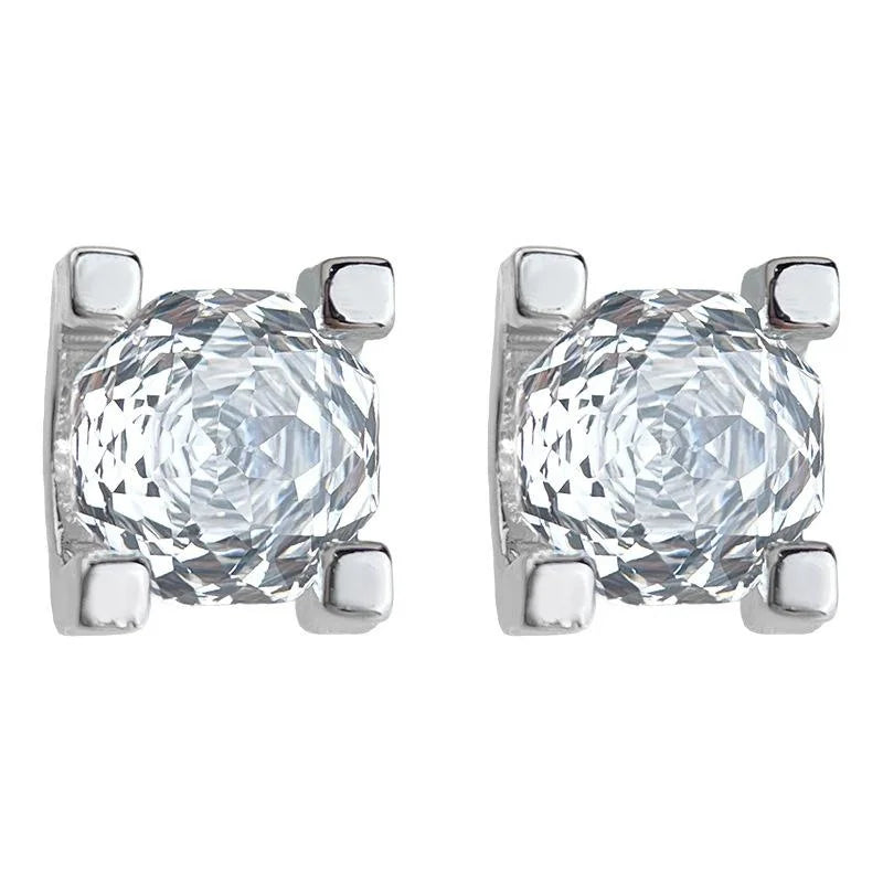 Premium Octagon Rose Zircon Square Geometric Eco-Friendly Copper Stud Earrings For Women