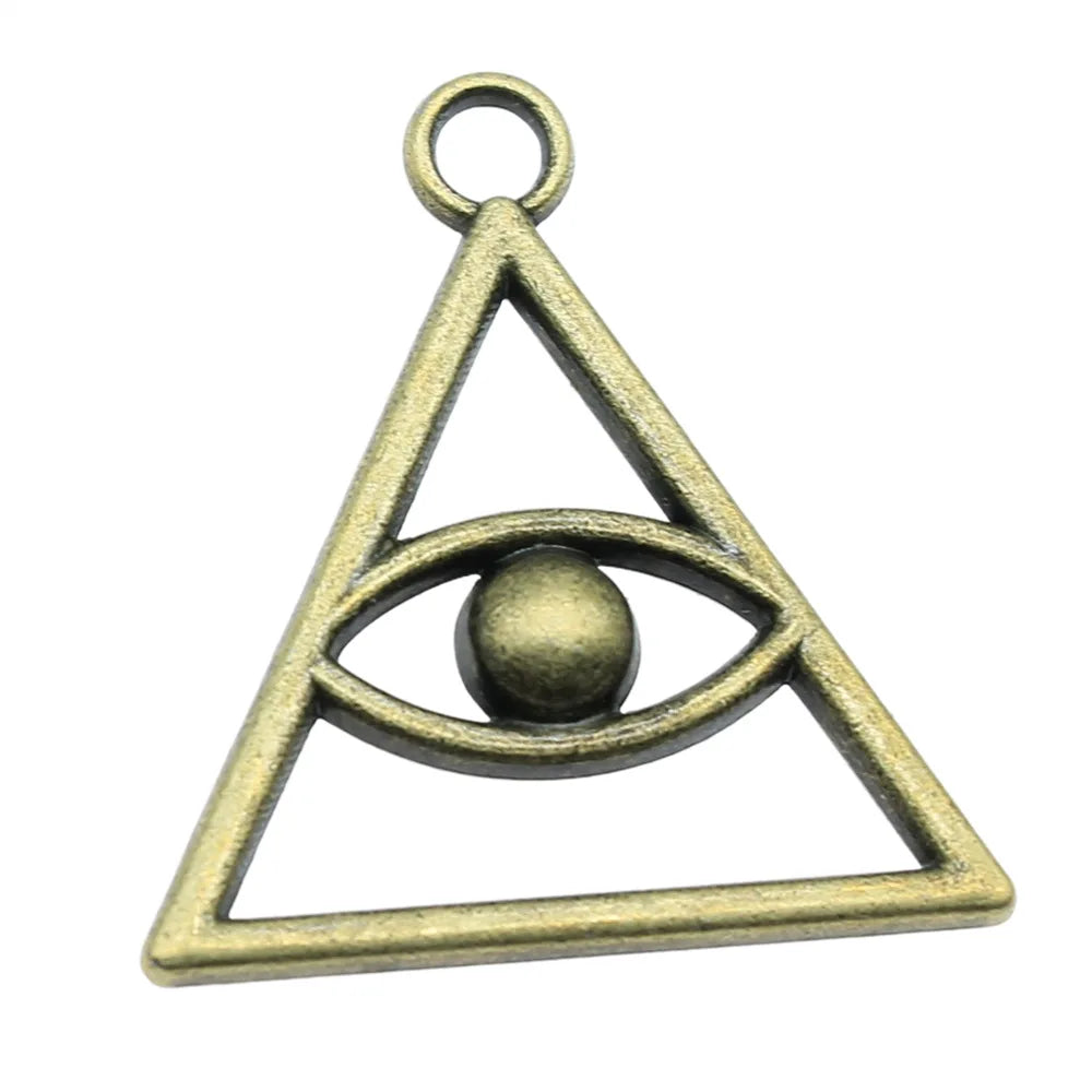 28x26mm 3.2g Multicolor Zinc Alloy Triangle Eye Charm Pendant for DIY Jewelry Making and Accessories