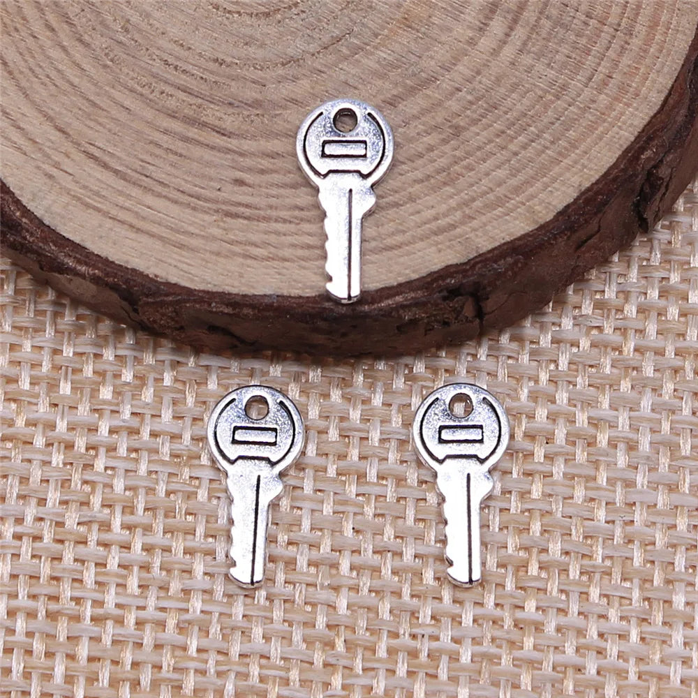 13x5mm 0.35g Antique Silver Zinc Alloy Key Charm Pendant for DIY Necklace Bracelet Jewelry Making