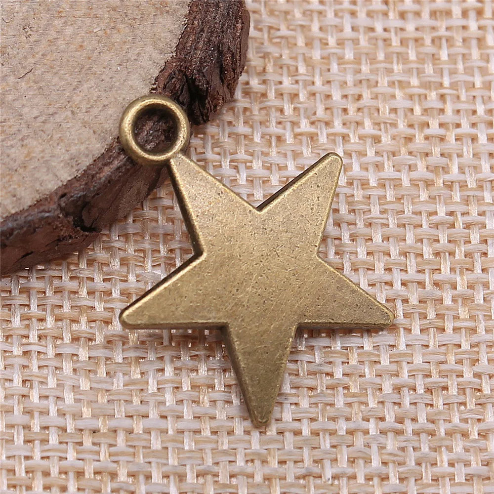 26x22mm 2.9g Antique Bronze Zinc Alloy Filigree Five Point Star Charm Pendant for DIY Jewelry