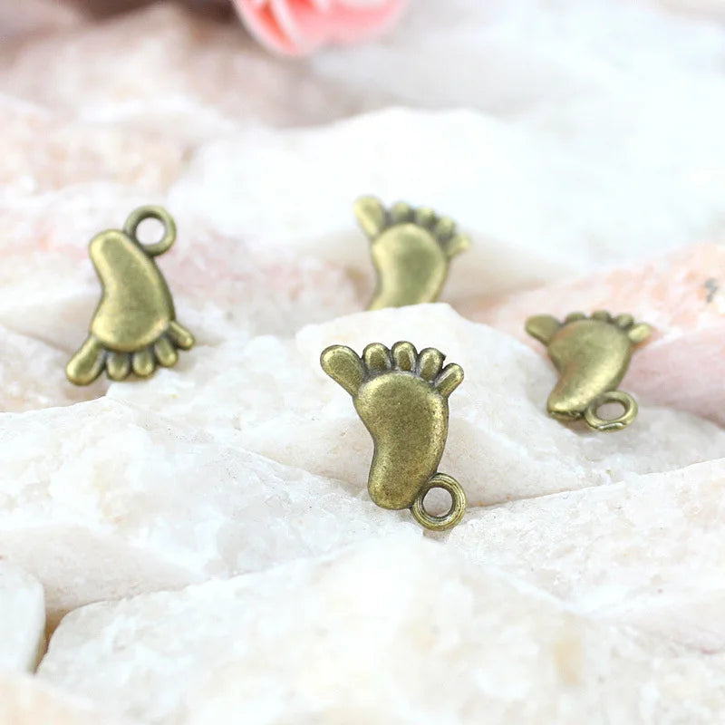 14x10MM Antique Silver Zinc Alloy Little Feet Charm Pendant for DIY Necklace Bracelet Jewelry Making