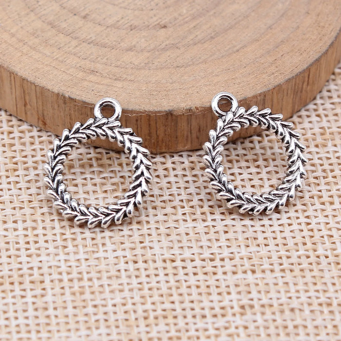19x16mm 1.3g Antique Silver Zinc Alloy Olive Branch Ring Charm Pendant for DIY Jewelry Making