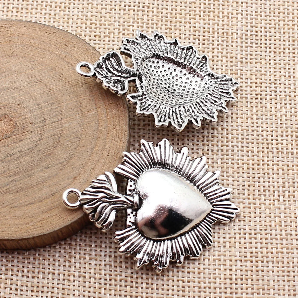 48x36mm 6.1g Antique Silver Zinc Alloy Gothic Heart Charm Pendant for DIY Necklace Jewelry Making