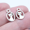 9x16mm 0.7g Antique Silver Tone Zinc Alloy Double Sided Cat Charm Pendant for DIY Jewelry Making