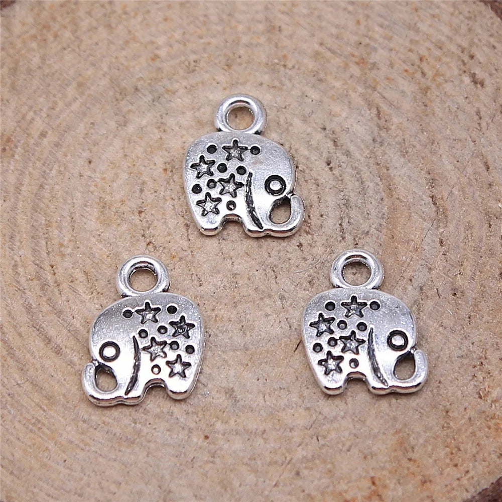 12x9mm 0.5g Antique Silver Zinc Alloy Elephant Charm Pendant for DIY Necklace Bracelet Jewelry Making