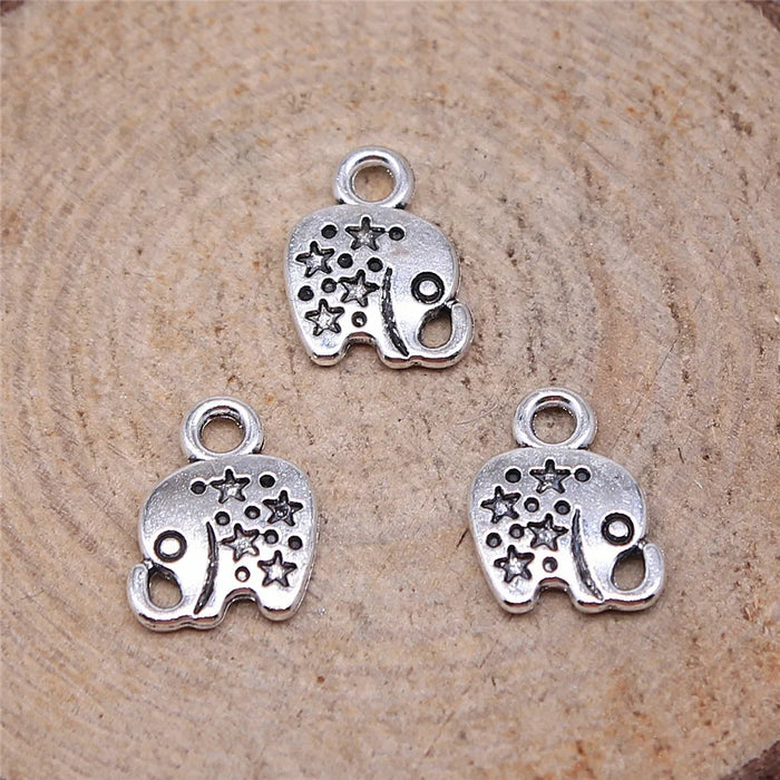 12x9mm 0.5g Antique Silver Zinc Alloy Elephant Charm Pendant for DIY Necklace Bracelet Jewelry Making