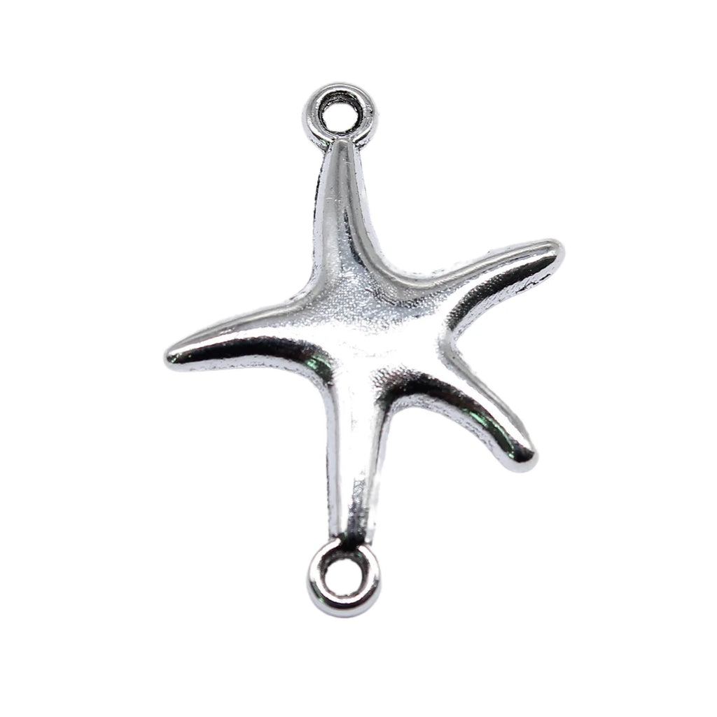 26x20mm 0.9g Antique Silver Zinc Alloy Starfish Connector Charm for DIY Ocean Jewelry Making