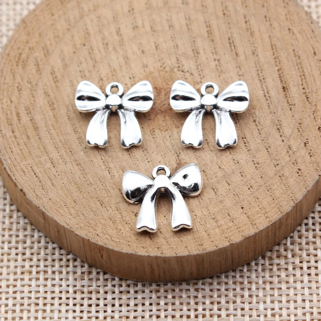 14x13mm 1.2g Antique Silver Zinc Alloy Bow Butterfly Charm Pendant for Bracelet Necklace DIY Jewelry Making