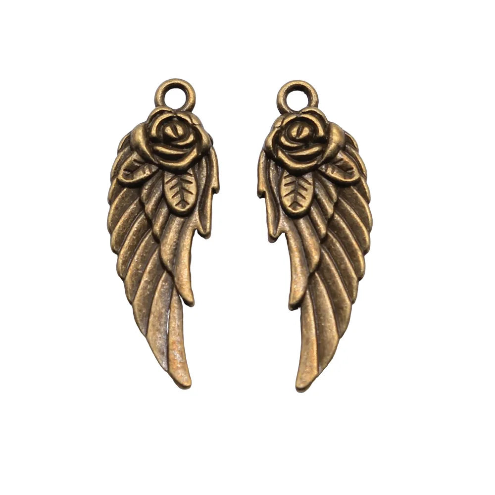 30x12mm 2.3g Multicolor Zinc Alloy Flower Wing Charm Pendant for DIY Necklace Bracelet Making