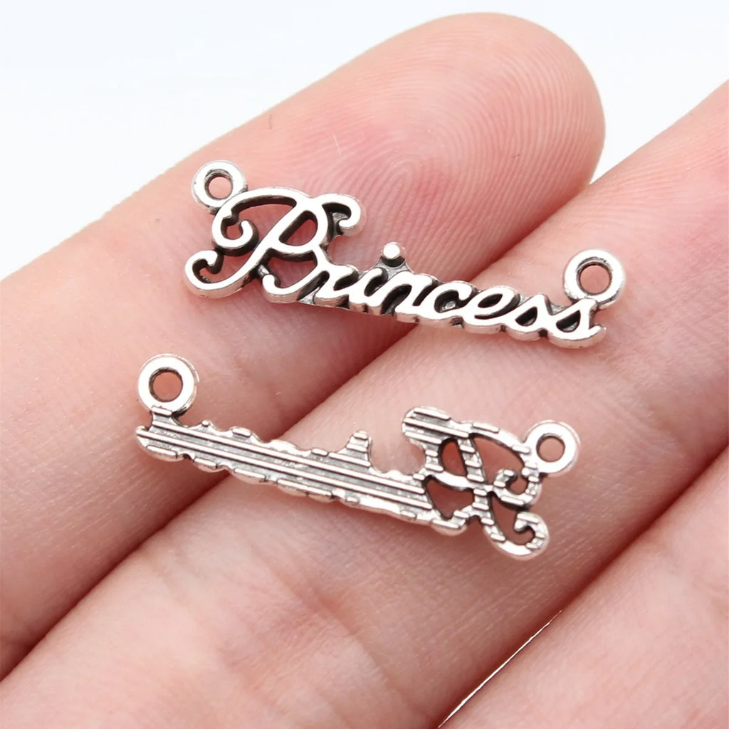 23x7.5mm 0.57g Antique Silver Zinc Alloy Princess Connector Charm for DIY Bracelet Necklace Jewelry