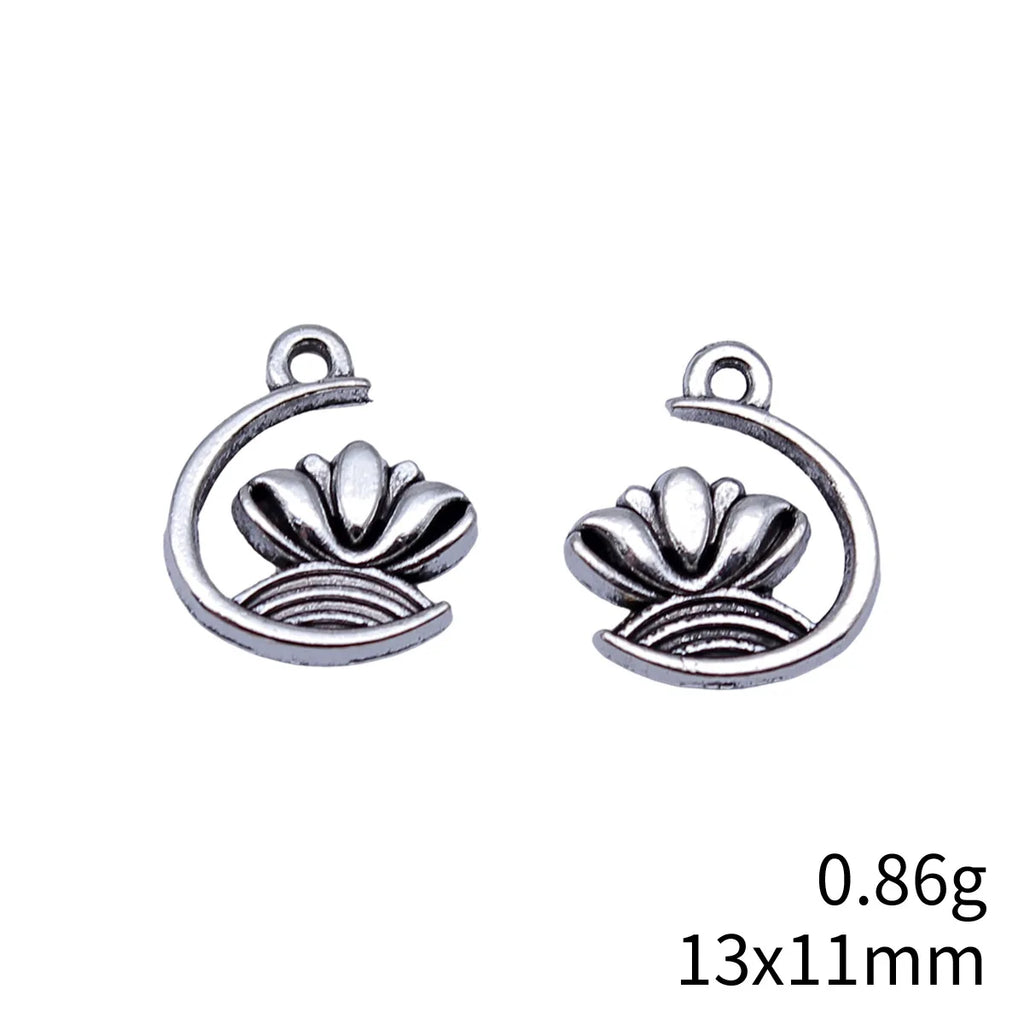 13x11mm 0.86g Antique Silver Zinc Alloy Lotus Charm Pendant for DIY Necklace Bracelet Jewelry Making