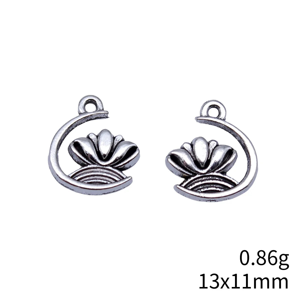 13x11mm 0.86g Antique Silver Zinc Alloy Lotus Charm Pendant for DIY Necklace Bracelet Jewelry Making