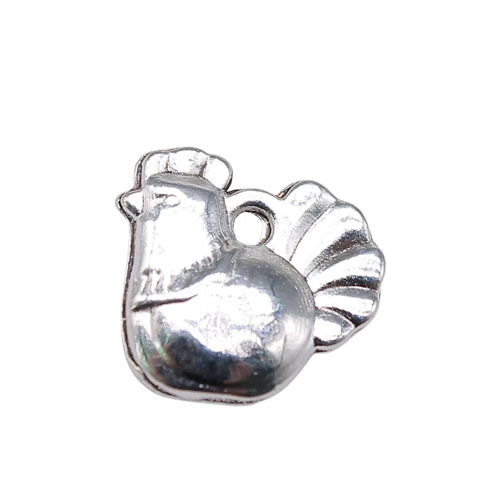13x13mm 1.5g Antique Silver Zinc Alloy Hen Charm Pendant for DIY Necklace Bracelet Jewelry Making