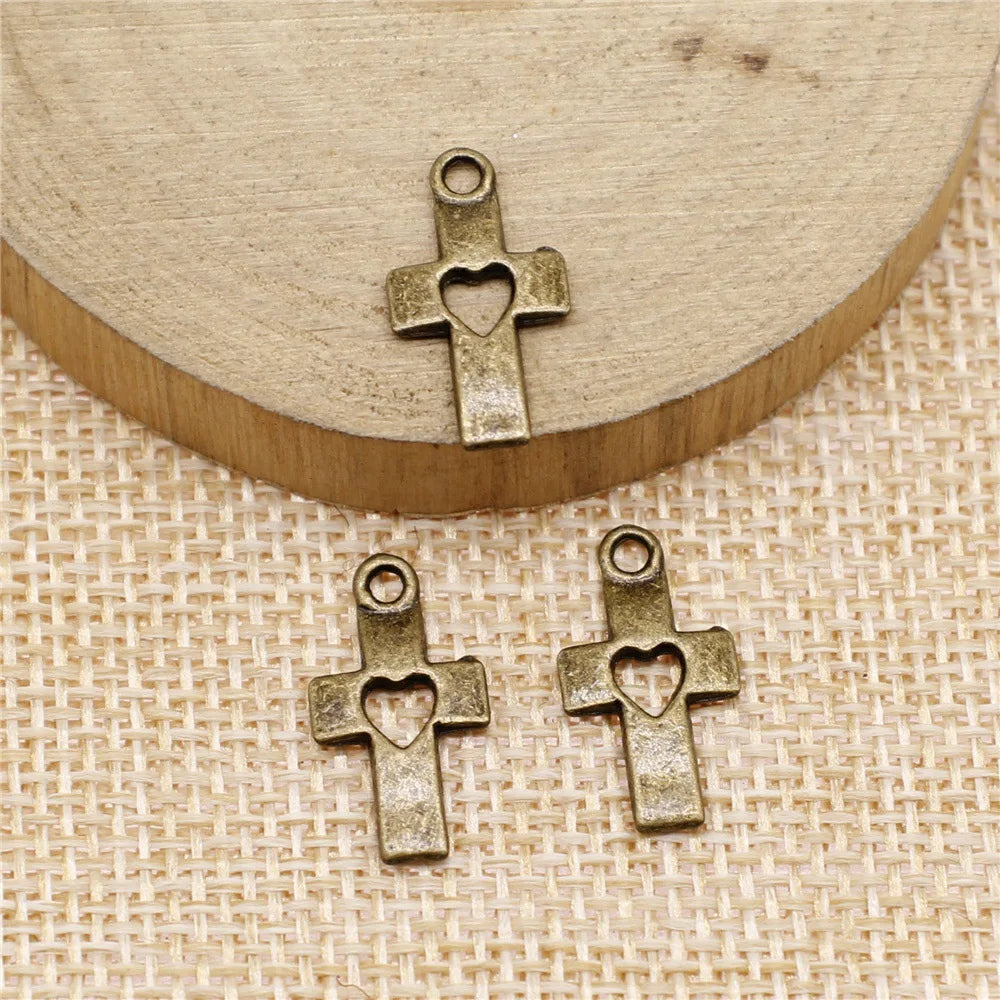 18x10mm 0.9g Multicolor Zinc Alloy Heart Cross charm pendant for DIY bracelet necklace making