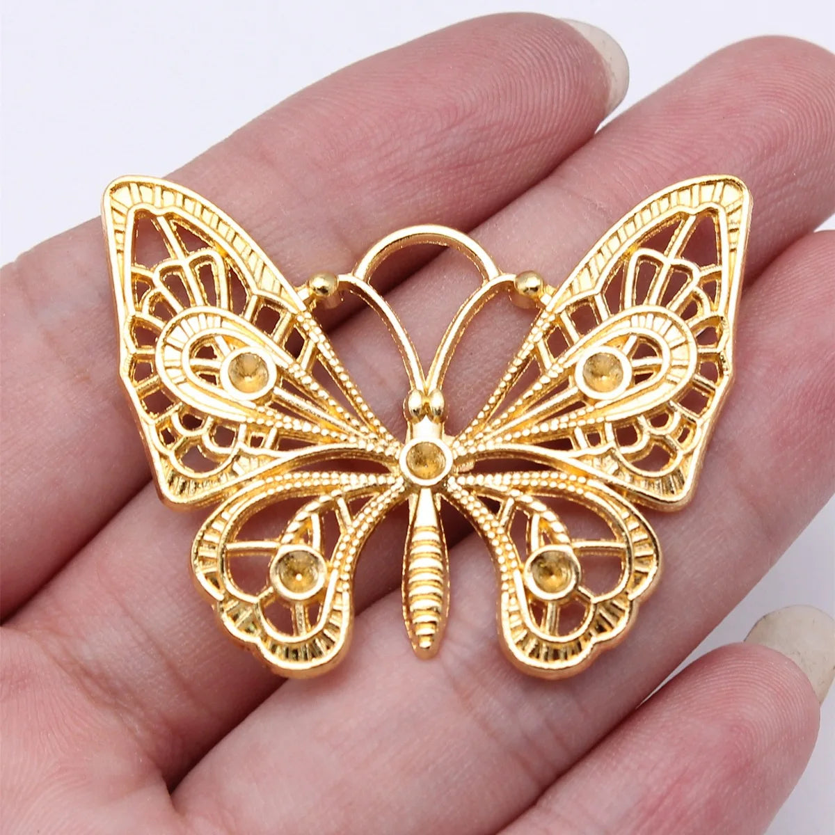 46x35mm 5.8g Gold Zinc Alloy Butterfly Charm Pendant for DIY Necklace Bracelet Jewelry Making