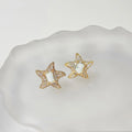 14K Gold Plated Copper Zircon Starfish Stud Earrings, Light Luxury Geometric Jewelry