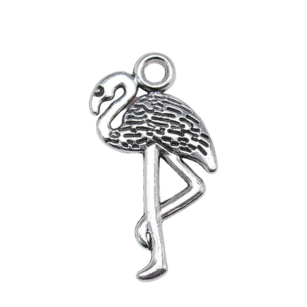 23x12mm 1g Zinc Alloy Flamingo Bird Charm Pendant for DIY Necklace Bracelet Earring Jewelry Making