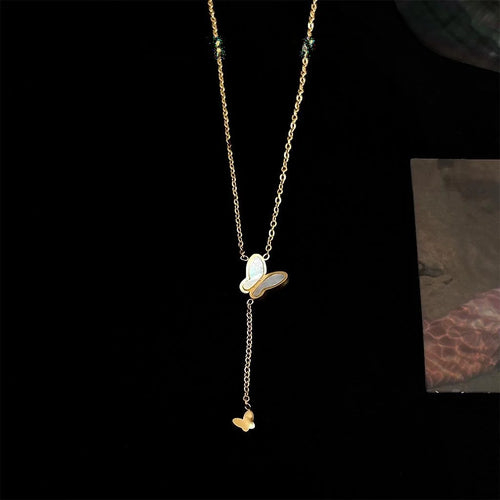 Shell Butterfly Pendant Necklace Sweet Minimalist Summer Elegant Collarbone Jewelry
