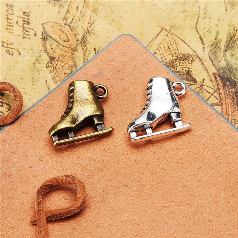 19x18MM Antique Silver Zinc Alloy Ice Skate Charm Pendant for DIY Necklace Bracelet Jewelry Making
