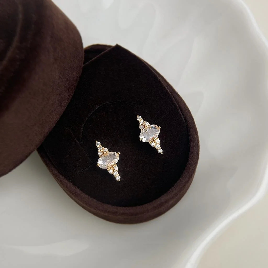 Tiny Micro Pave Zircon Copper Star Geometric Stud Earrings For Women Minimalist Everyday Jewelry