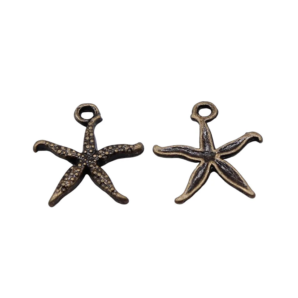 18mm 0.9g Antique Bronze Zinc Alloy Starfish Charm Pendant for DIY Necklace Bracelet Jewelry Making