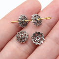 9.7x9.7x2.5mm 0.25g Antique Silver Zinc Alloy Flower Bead Caps for DIY Jewelry and Garment Accessories