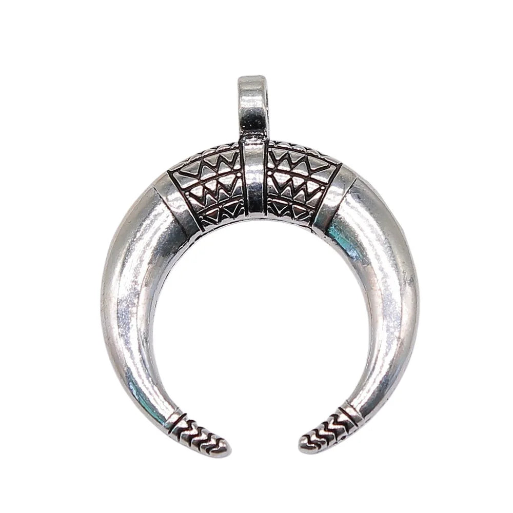 34x27mm 4.7g Multicolor Zinc Alloy Horn Crescent Moon Charm Pendant for DIY Jewelry Making