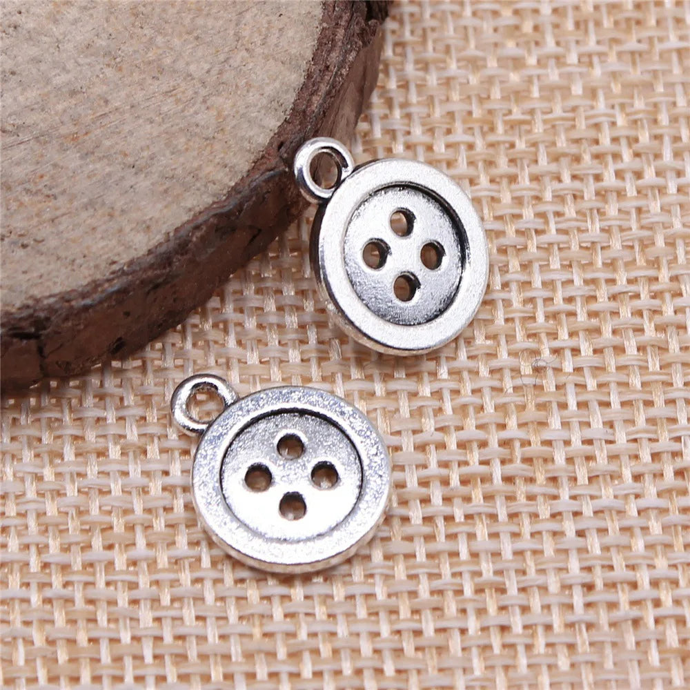 16x12mm 1.2g Multicolor Zinc Alloy Button Charm Pendant for DIY Necklace Bracelet Jewelry Making