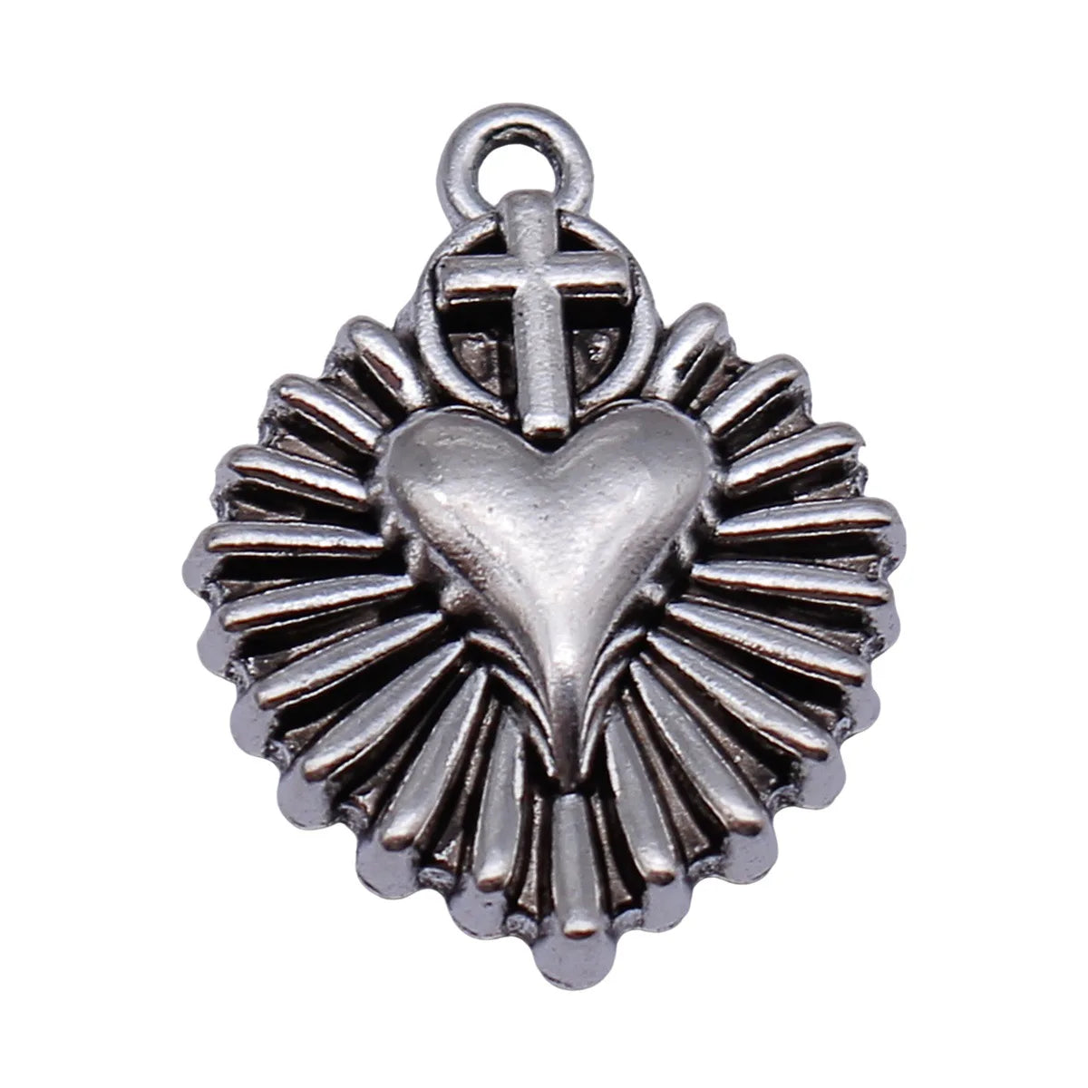 24x18mm 1.9g Antique Silver Zinc Alloy Gothic Cross Heart Charm Pendant for DIY Necklace Making