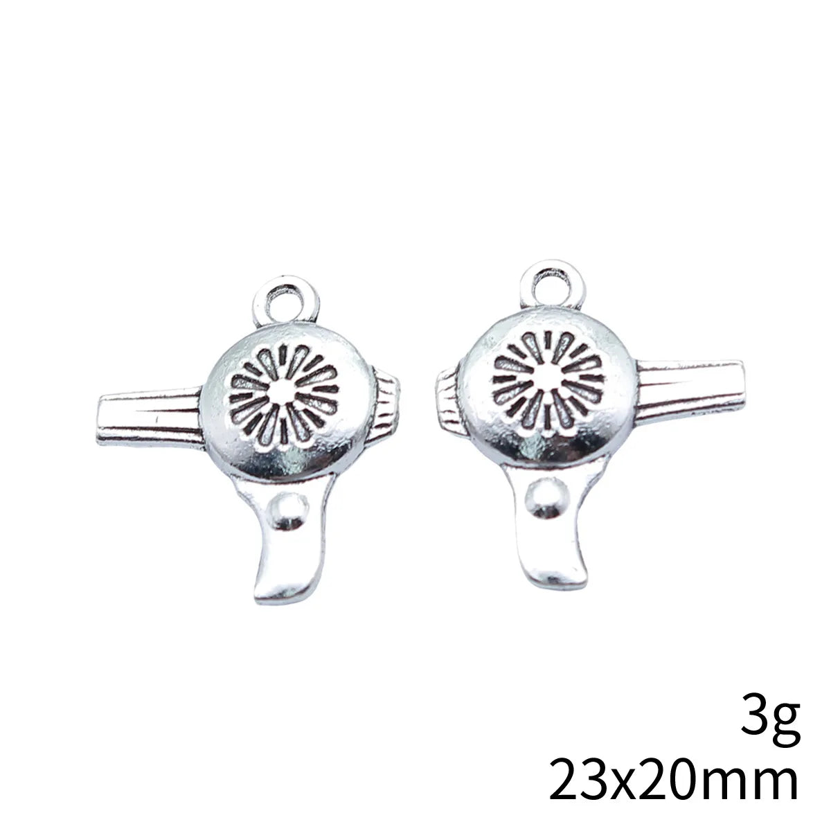23x20mm 3g Antique Silver Zinc Alloy Hair Dryer Charm Pendant for DIY Beauty Theme Jewelry Making