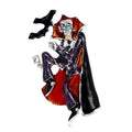 Vintage Enamel Vampire Magician Brooch With Rhinestone Eyes, Elegant Halloween Lapel Pin Suit Accessory