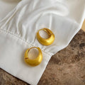 Brushed Matte Copper Geometric Round Oval Hoop Drop Earrings For Women, Light Luxury Office Style