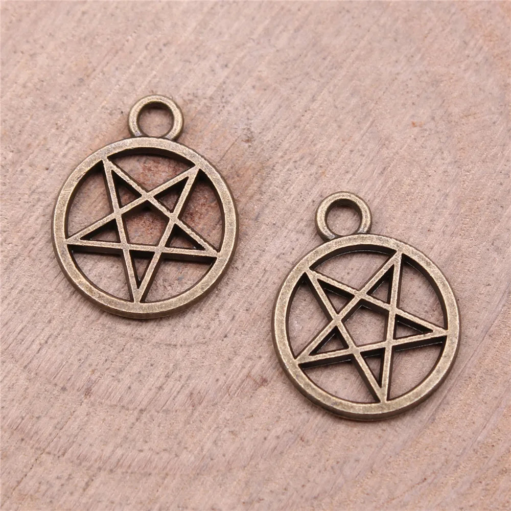 13x13mm 0.95g Multicolor Zinc Alloy Round Five Point Star Charm Pendant for DIY Bracelet Necklace Making