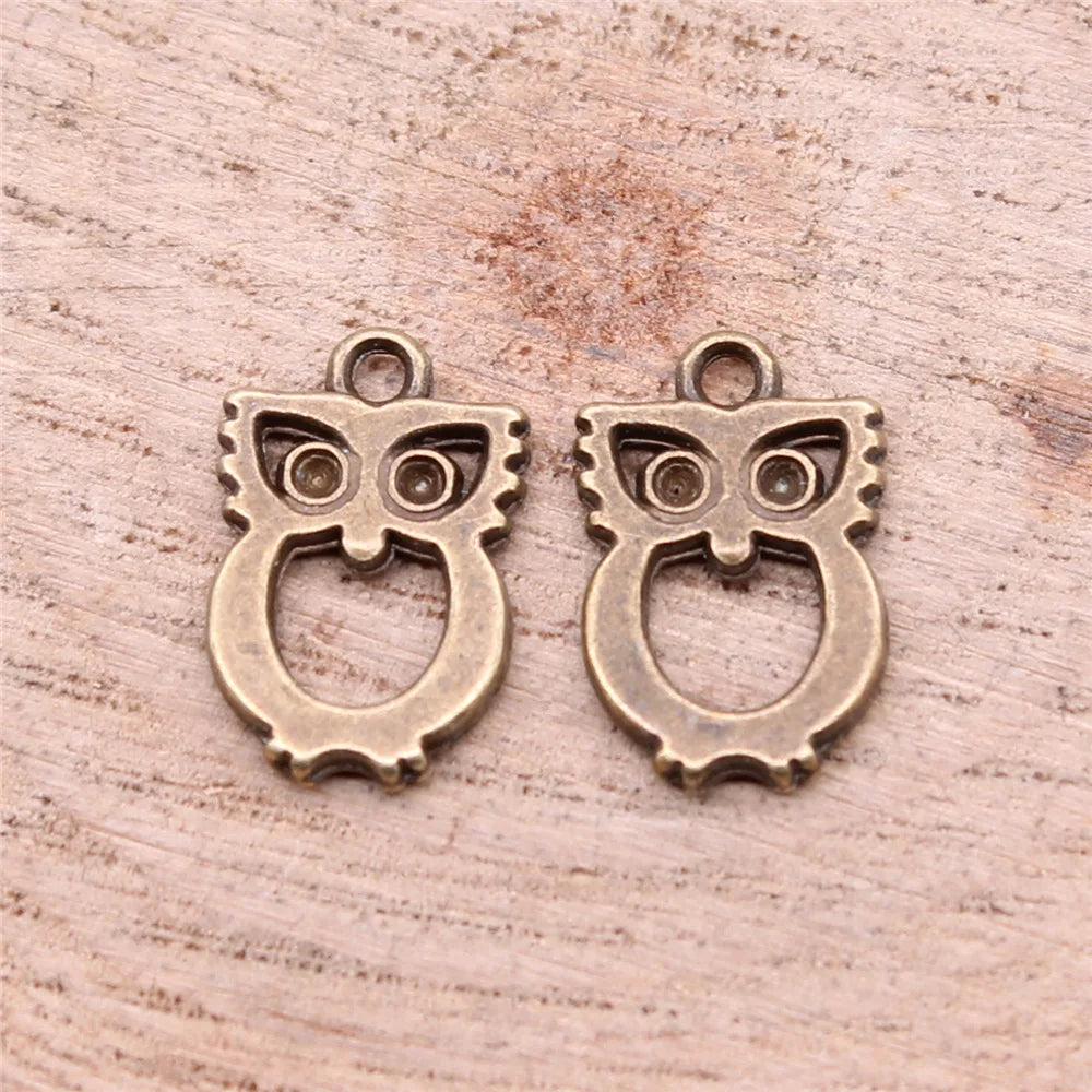 15x10mm 0.7g Multicolor Zinc Alloy Owl Cat Charm Pendant for DIY Necklace Bracelet Jewelry Making Findings