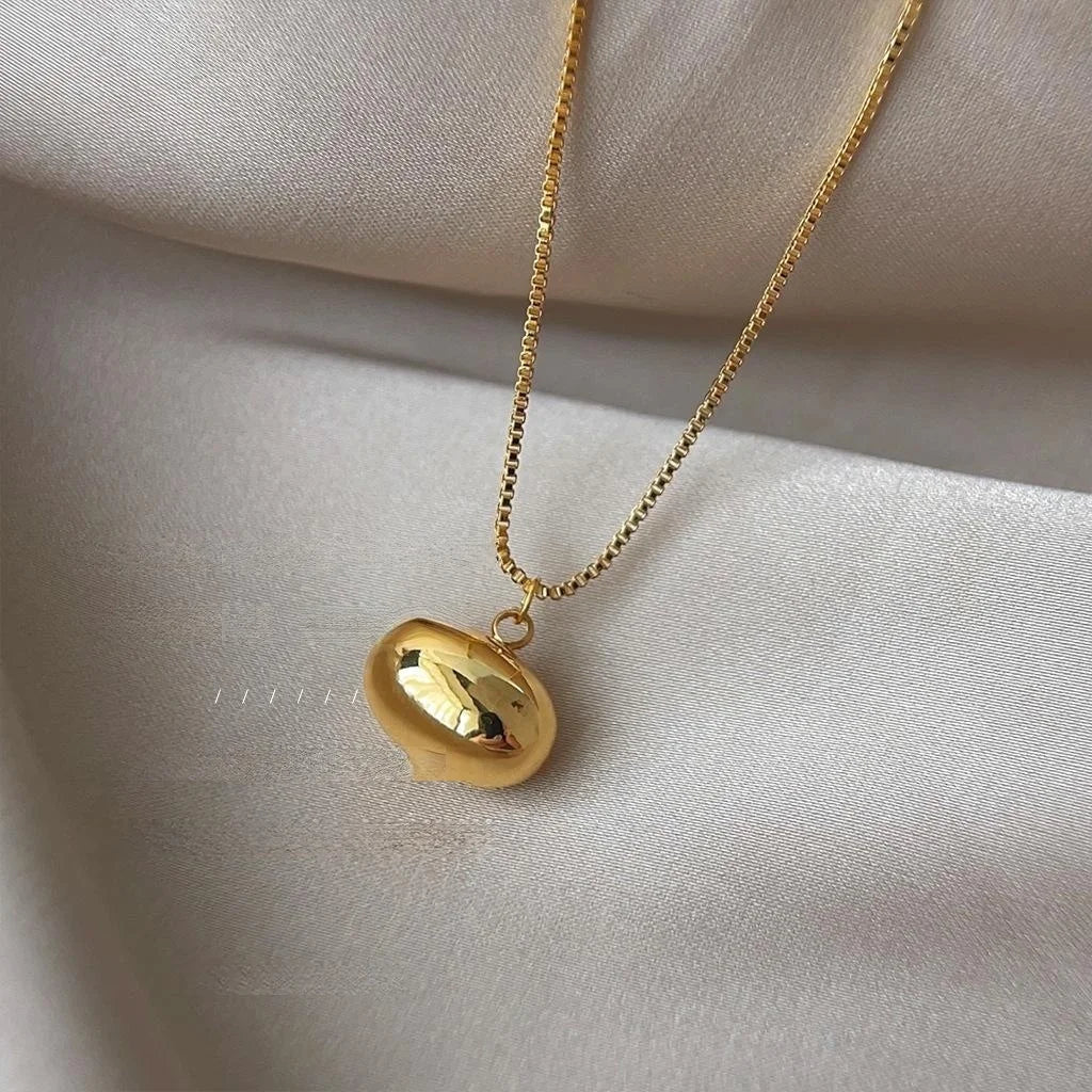 Premium Minimalist Oval Geometric 14K Gold Plated Copper Collarbone Necklace For Office Lady