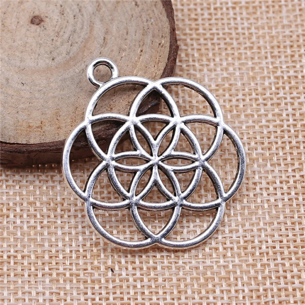 42x35mm 5.9g Multicolor Zinc Alloy Hollow Flower Charm Pendant for DIY Earrings Necklace Making