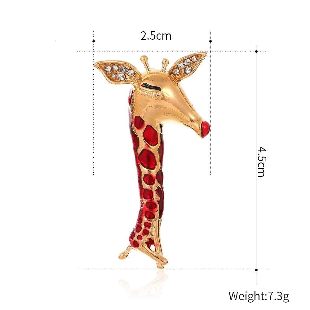 Cute Giraffe Brooch With Rhinestone Enamel Alloy Design, Elegant Lapel Pin Corsage Sweater Coat Gift