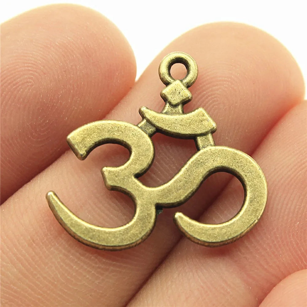 23x21mm 1.9g Multicolor Zinc Alloy OM Symbol Charm Pendant for DIY Necklace Bracelet Making
