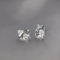 Sweet Cool Irregular Geometric Zircon Copper Stud Earrings With Silver Plated Pins