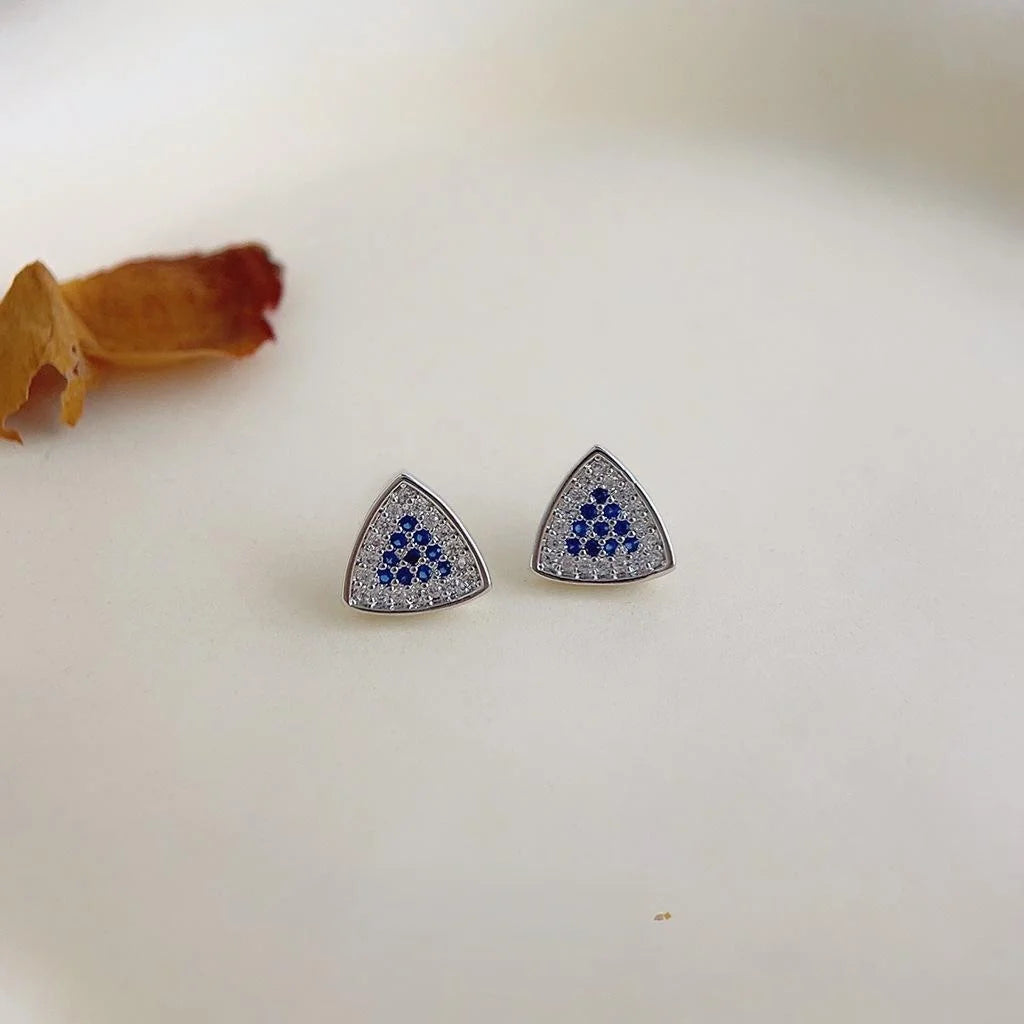 Micro Pave Zircon Angel Eye Triangle Stud Earrings Copper Minimalist Geometric Jewelry